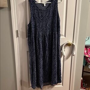 Croft & Barrow Navy Patterned Midi Dress